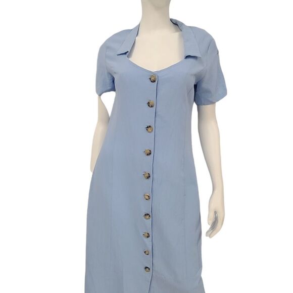 Just Fashion Now Blue Shirt Dress size Medium NEW WITH TAGS - Picture 3 of 7